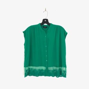 [Jack] Kelly Green Button Down Lace Top
